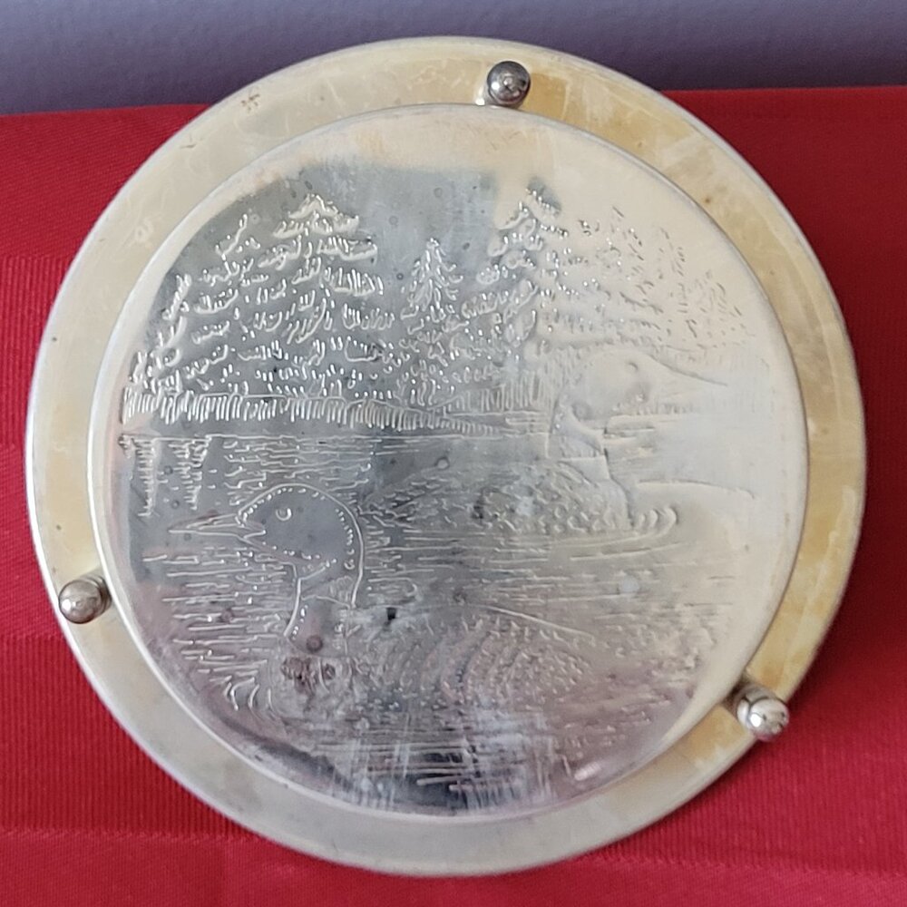 ANTIQUE, ELEGANCE, 6 SILVER PLATED LOON COASTERS, MINT IN THE BOX!!!